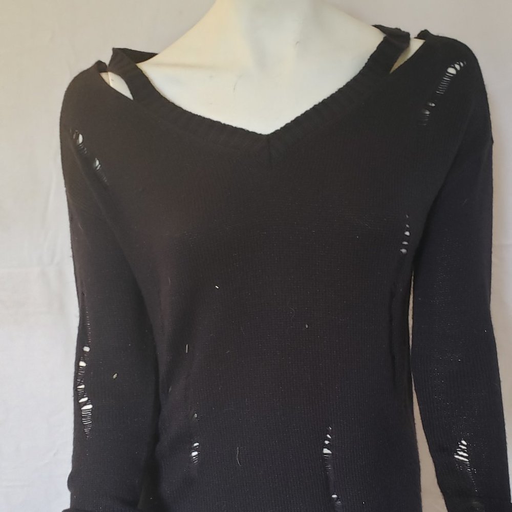 Grunge black shredded sweater